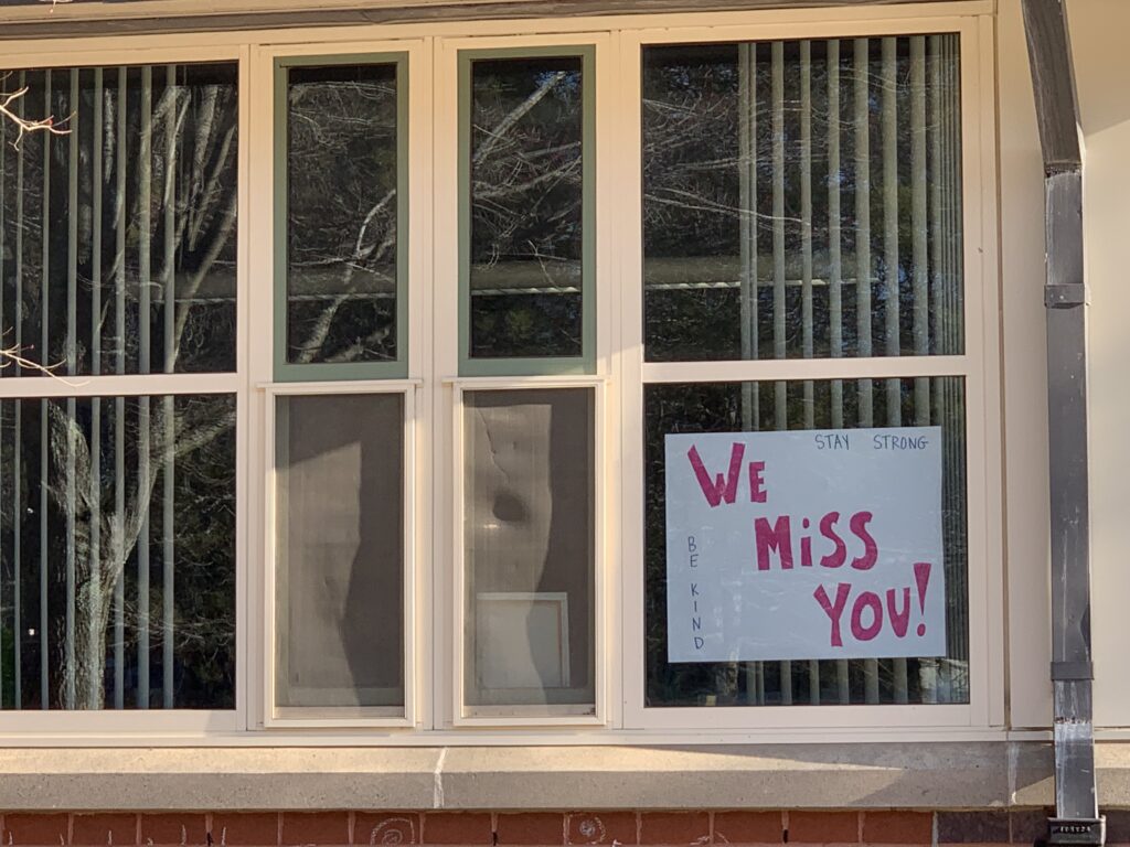 Hopkins School window sign of support