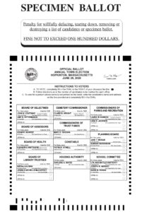 2020 Town Election ballot