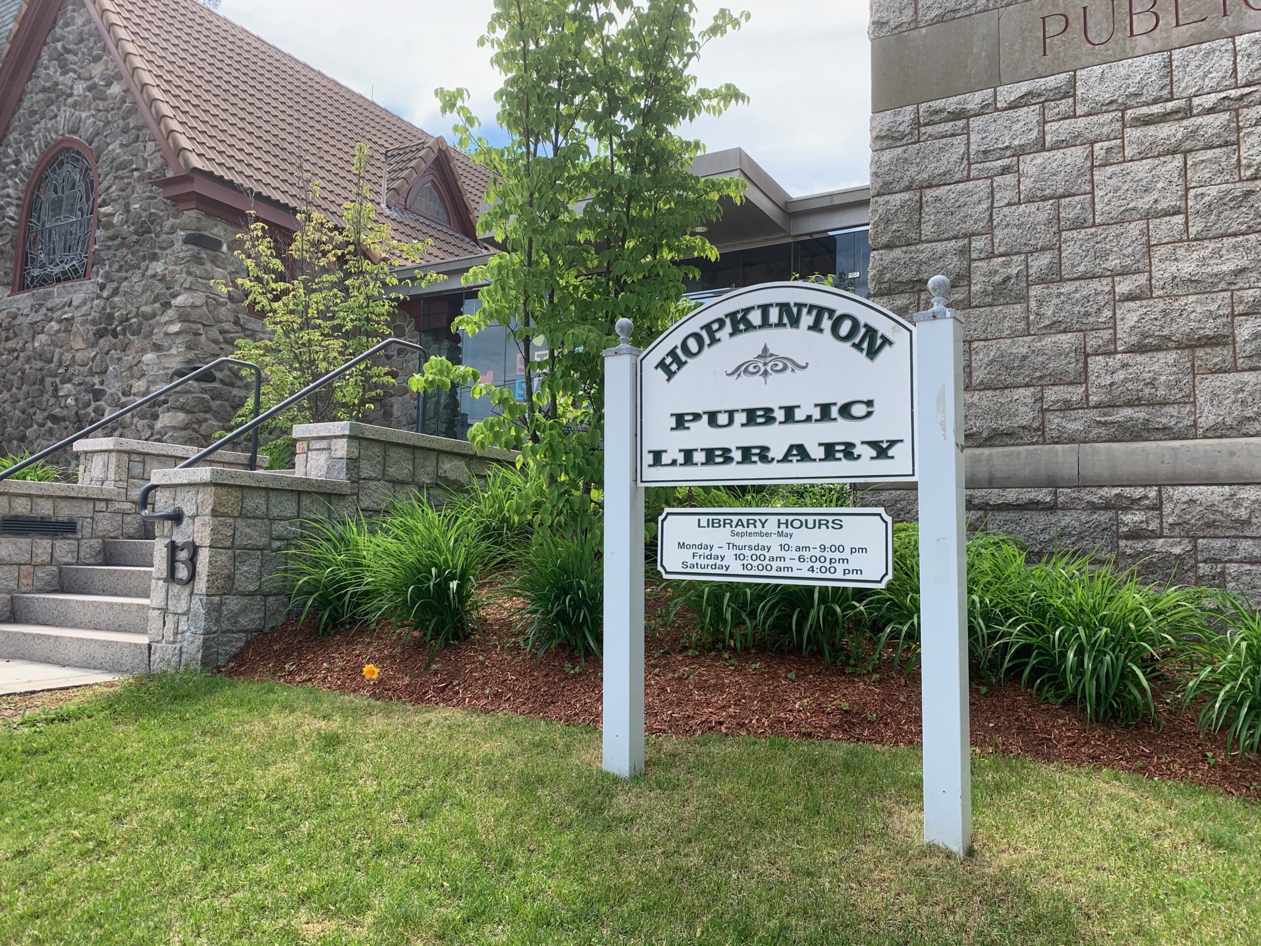 Hopkinton Library sign