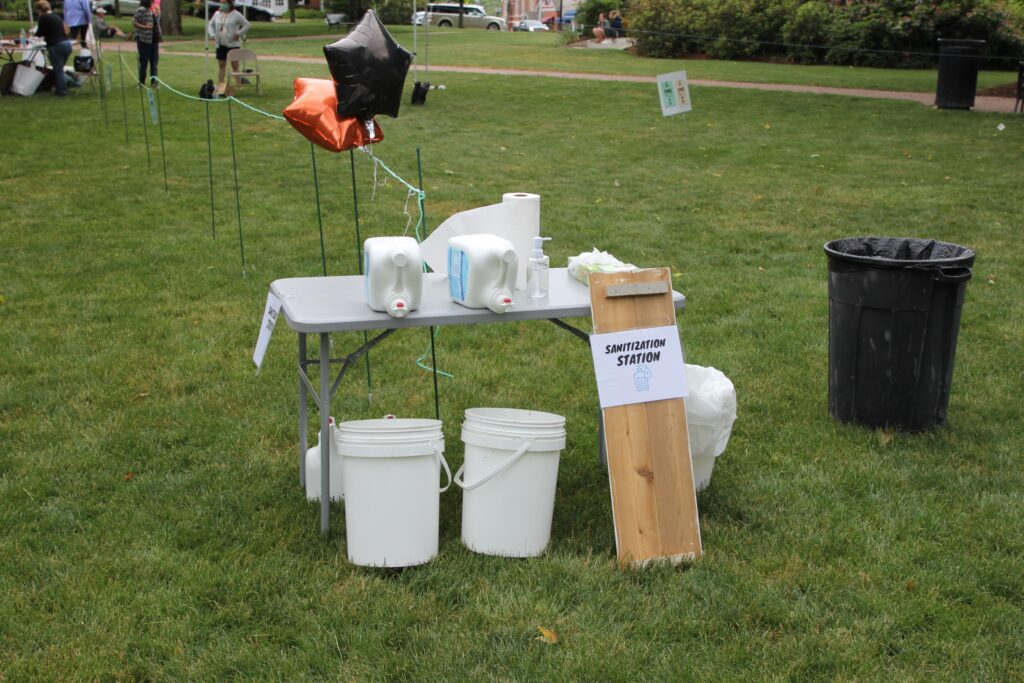 Sanitization station at Farmers Market