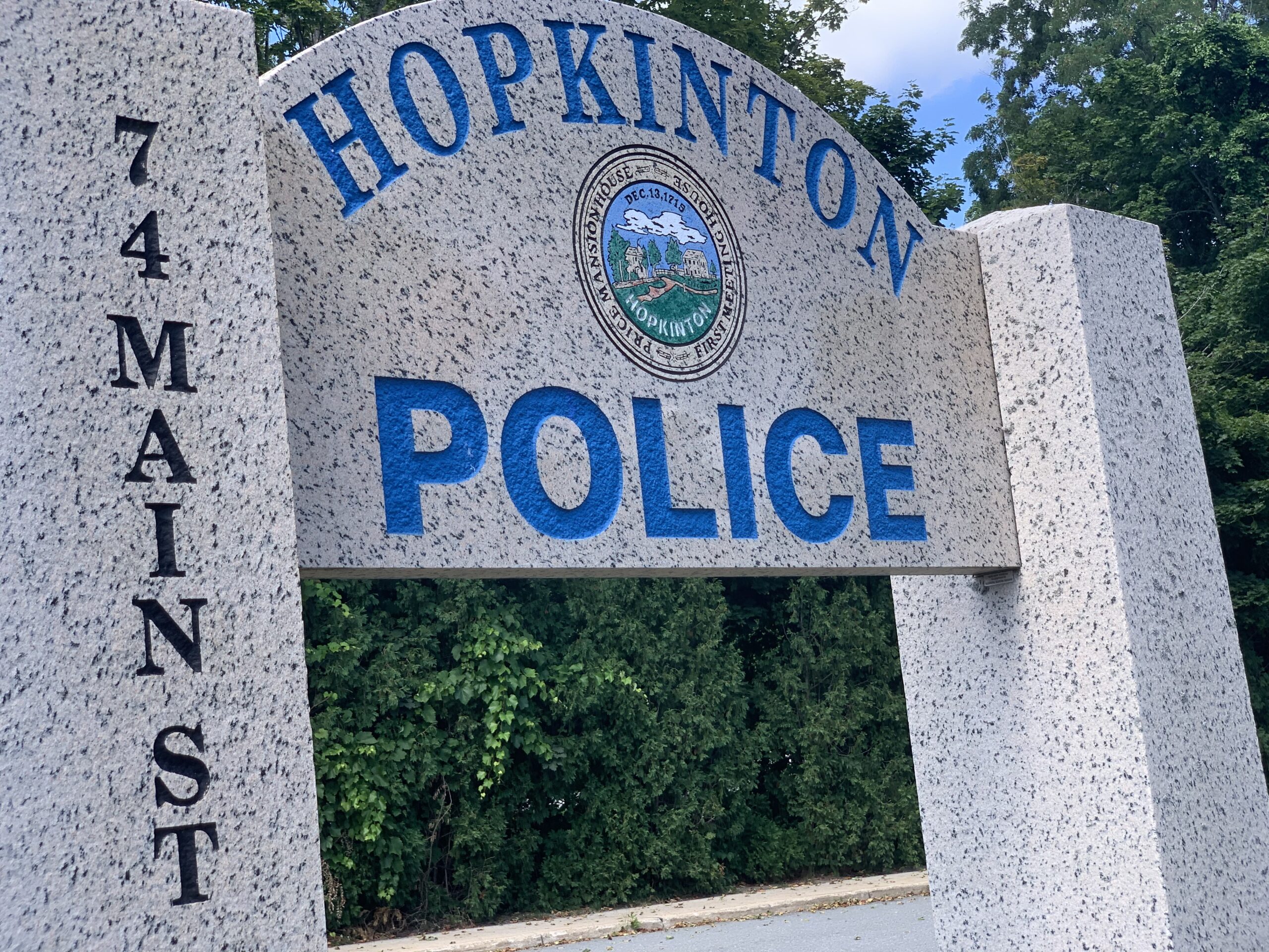Hopkinton Police HQ sign