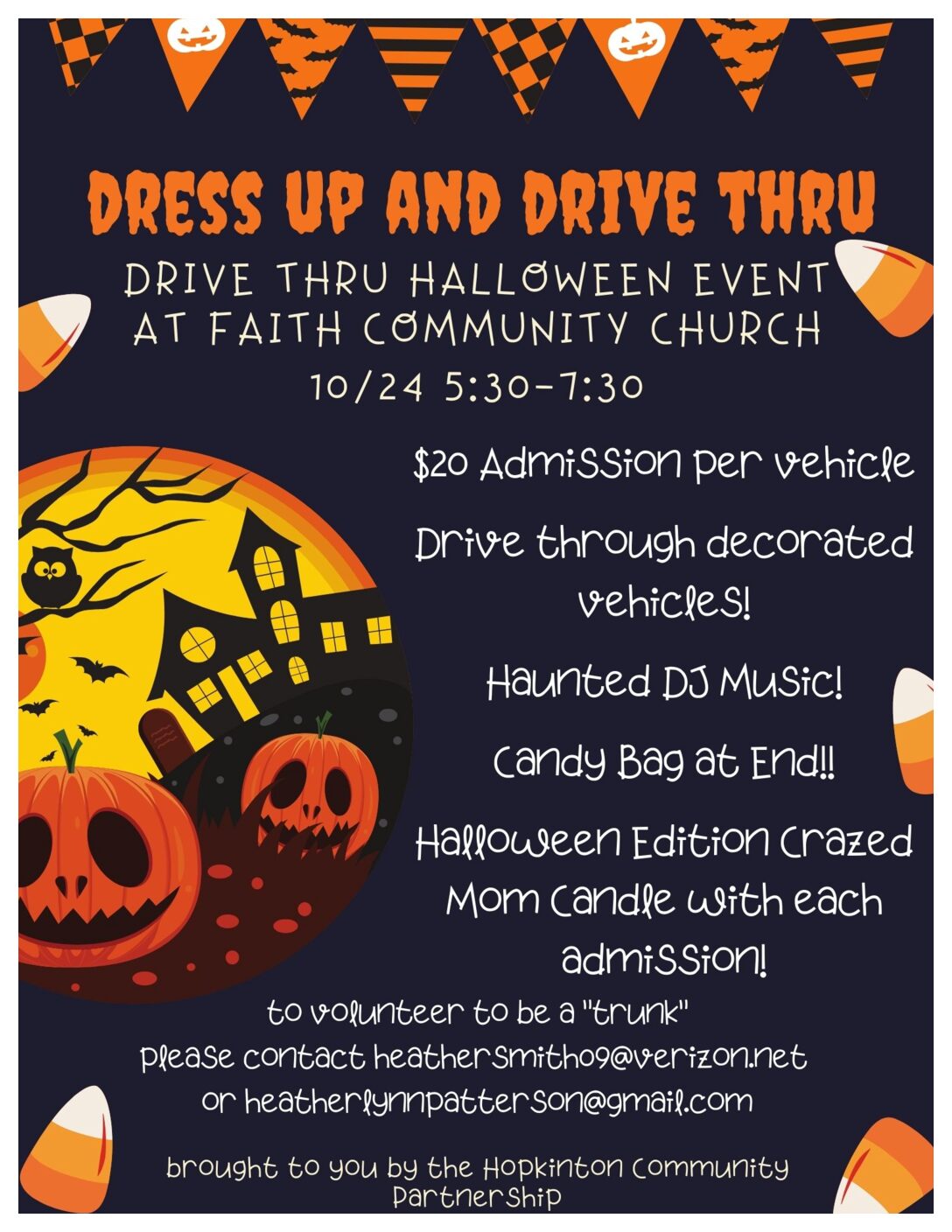 Dress Up and Drive Thru Halloween event at Faith Community Church Oct. 24