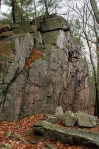 College Rock was quiet when this photo was taken on Tuesday, but it often is busy with climbers and hikers. It's located off College Street on the border with Milford, in an area of town known to longtime residents as Squash End.