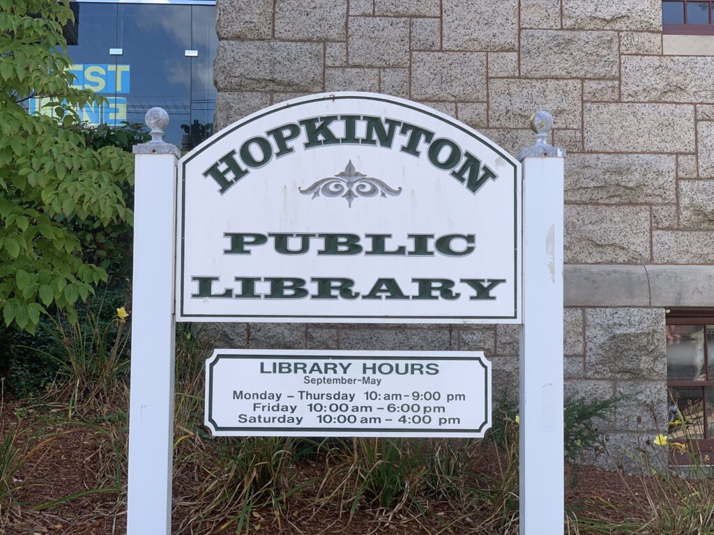 Hopkinton Public Library sign