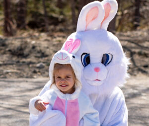 Riley Lariviere with Easter bunny