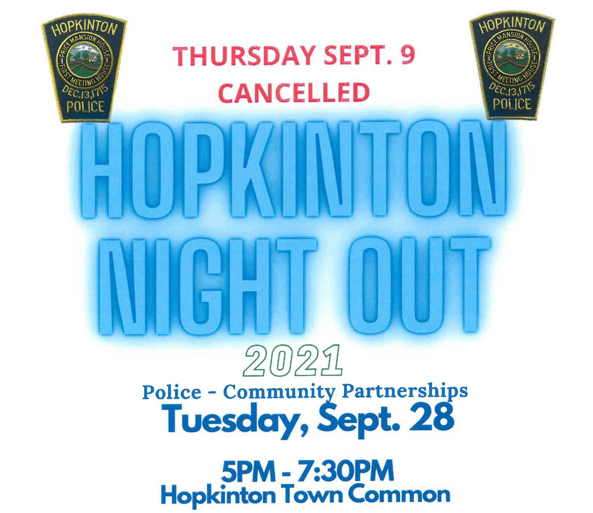 HPD’s Hopkinton Night Out canceled due to weather