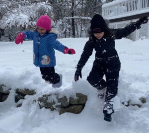sisters in snow