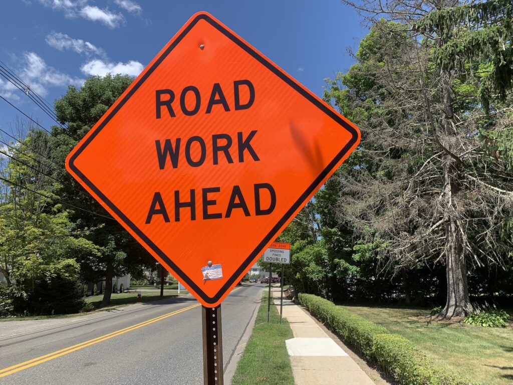 Road work sign