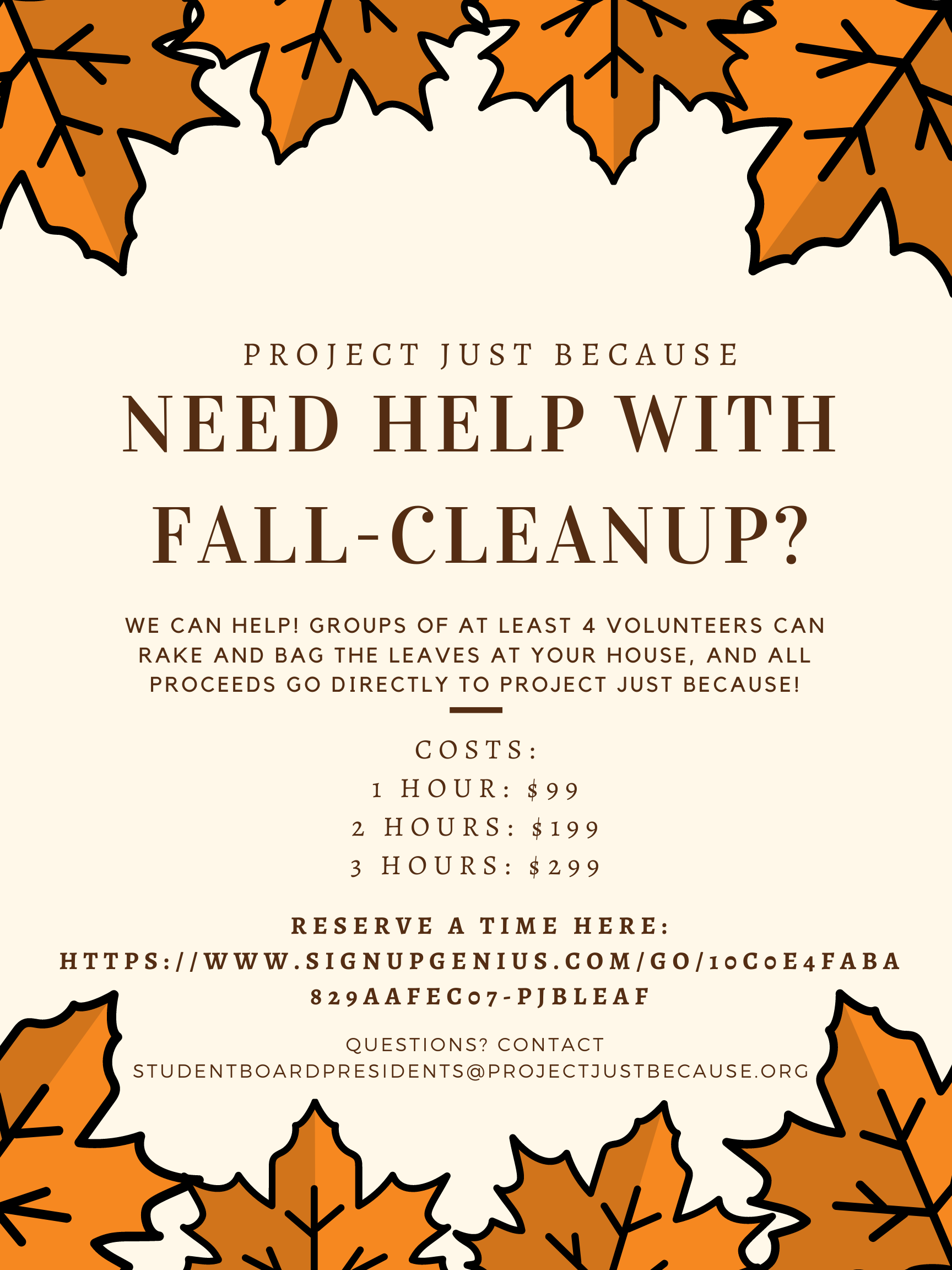PJB fall cleanup fundraiser 10-22