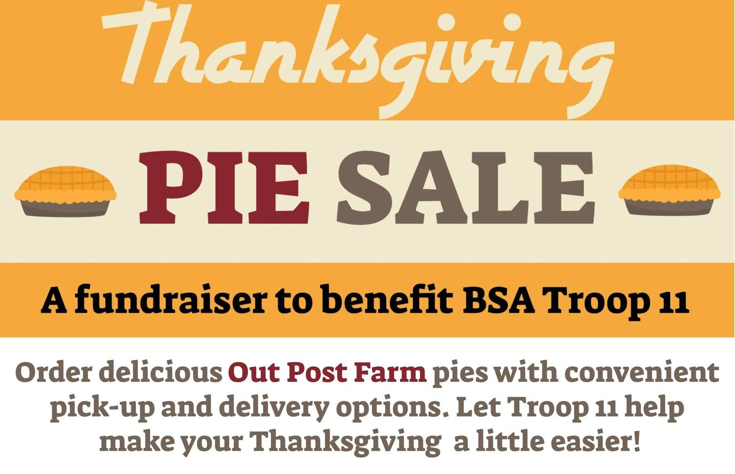 Boy Scouts pie fundraiser until Nov. 15