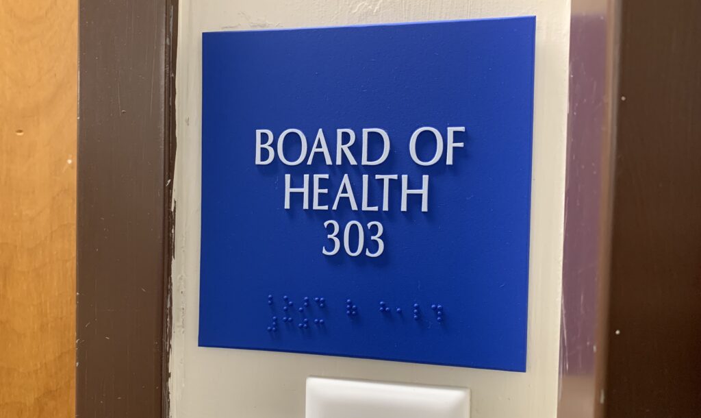 Board of Health sign