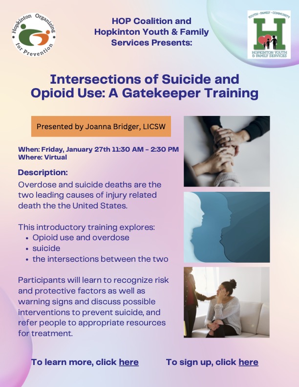 Overdose/suicide gatekeeper training Jan. 27