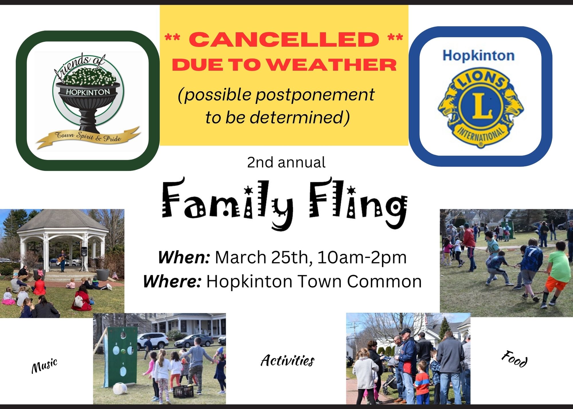 Saturday’s Family Fling event canceled due to expected rain