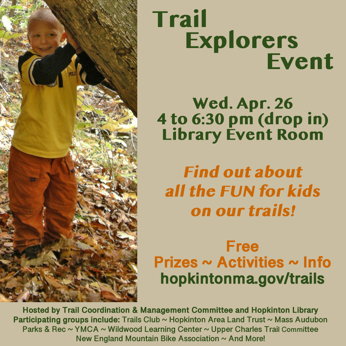Trail Explorers at Hopkinton Public Library April 26