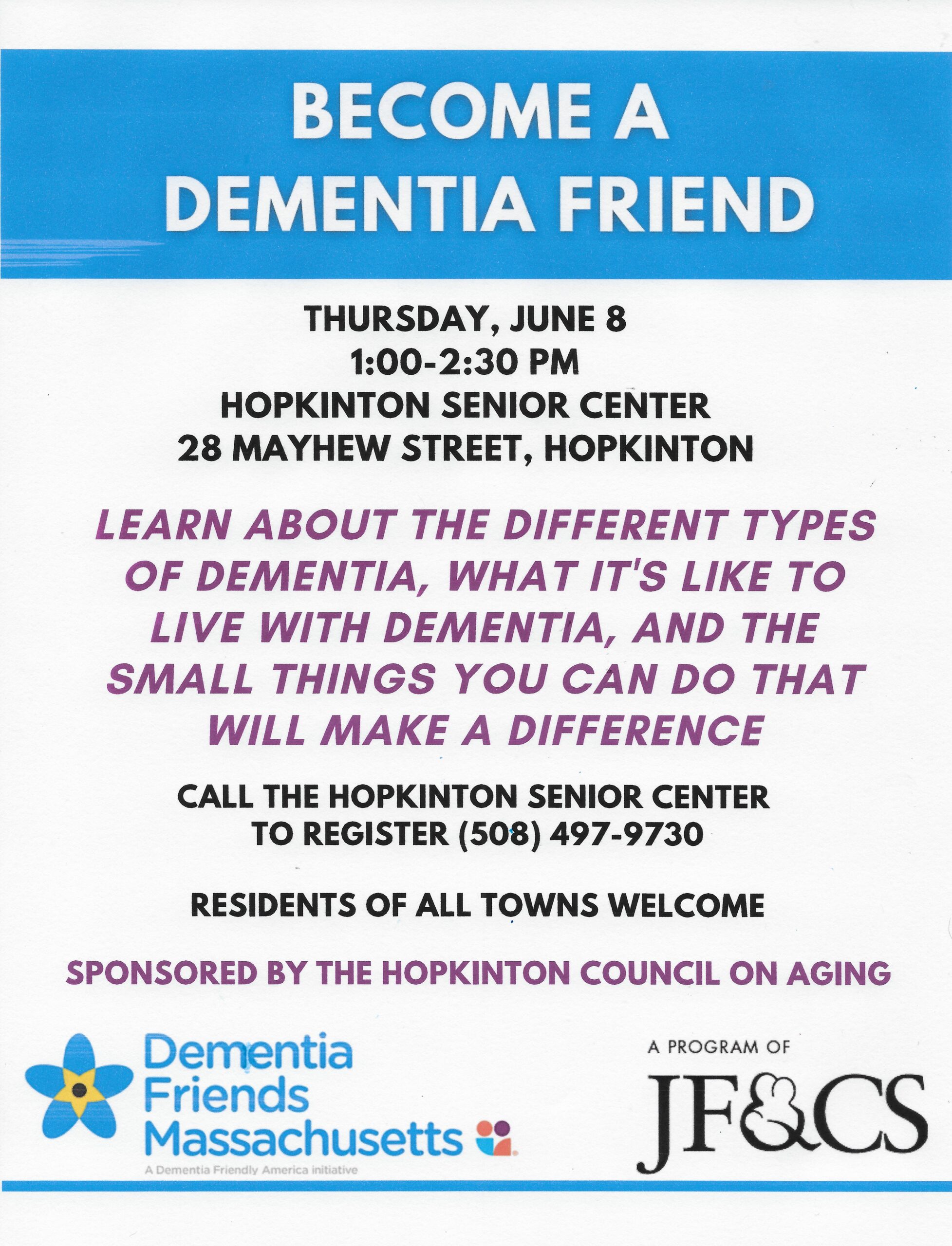 Become a Dementia Friend June 8
