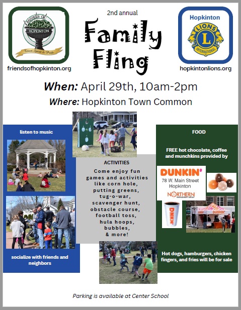 Family Fling at Town Common rescheduled to April 29