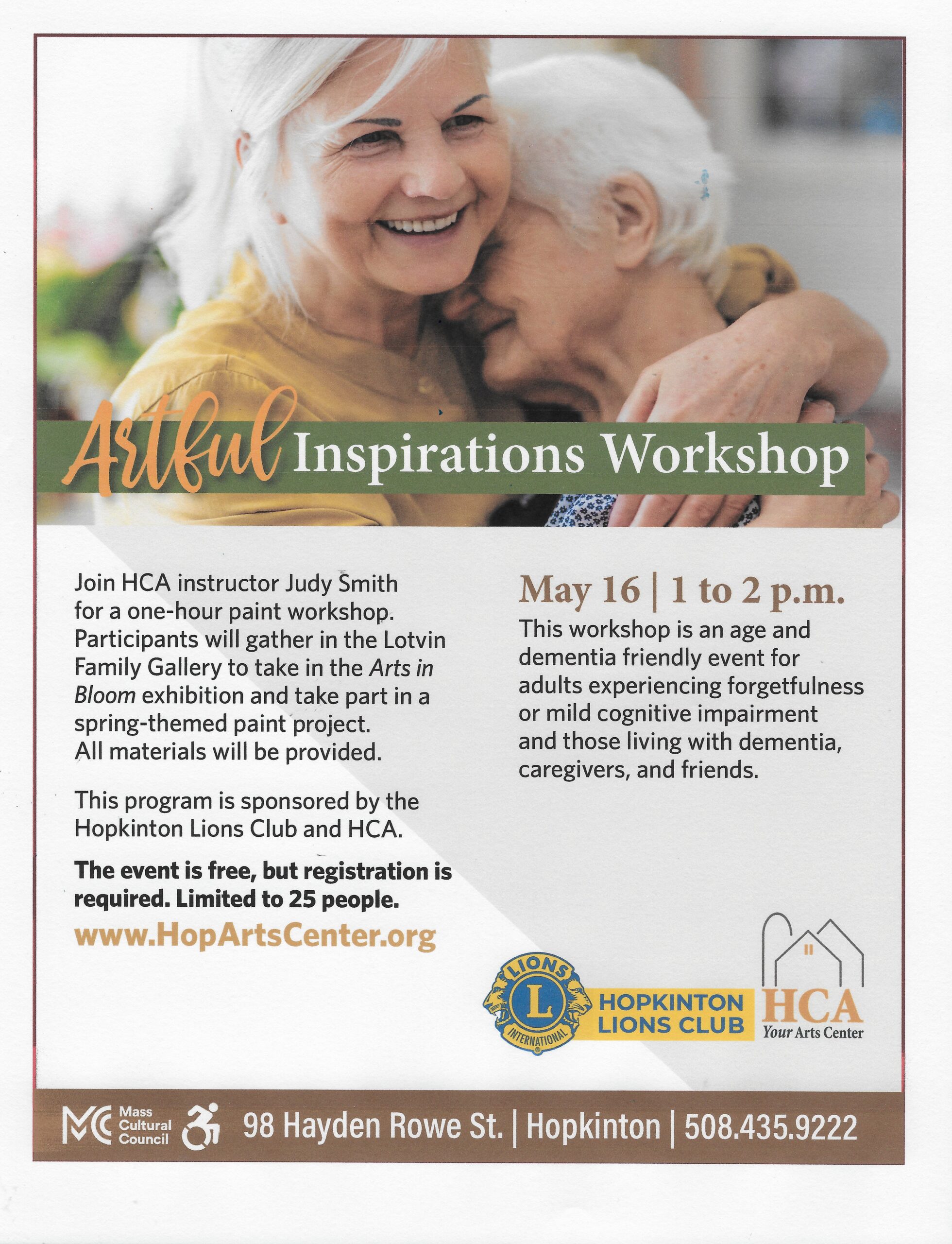 Artful Inspirations Workshop at HCA May 16