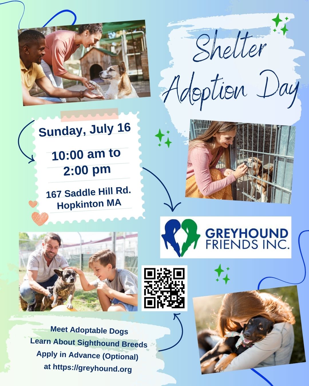 Greyhound Friends dog adoption open house July 16