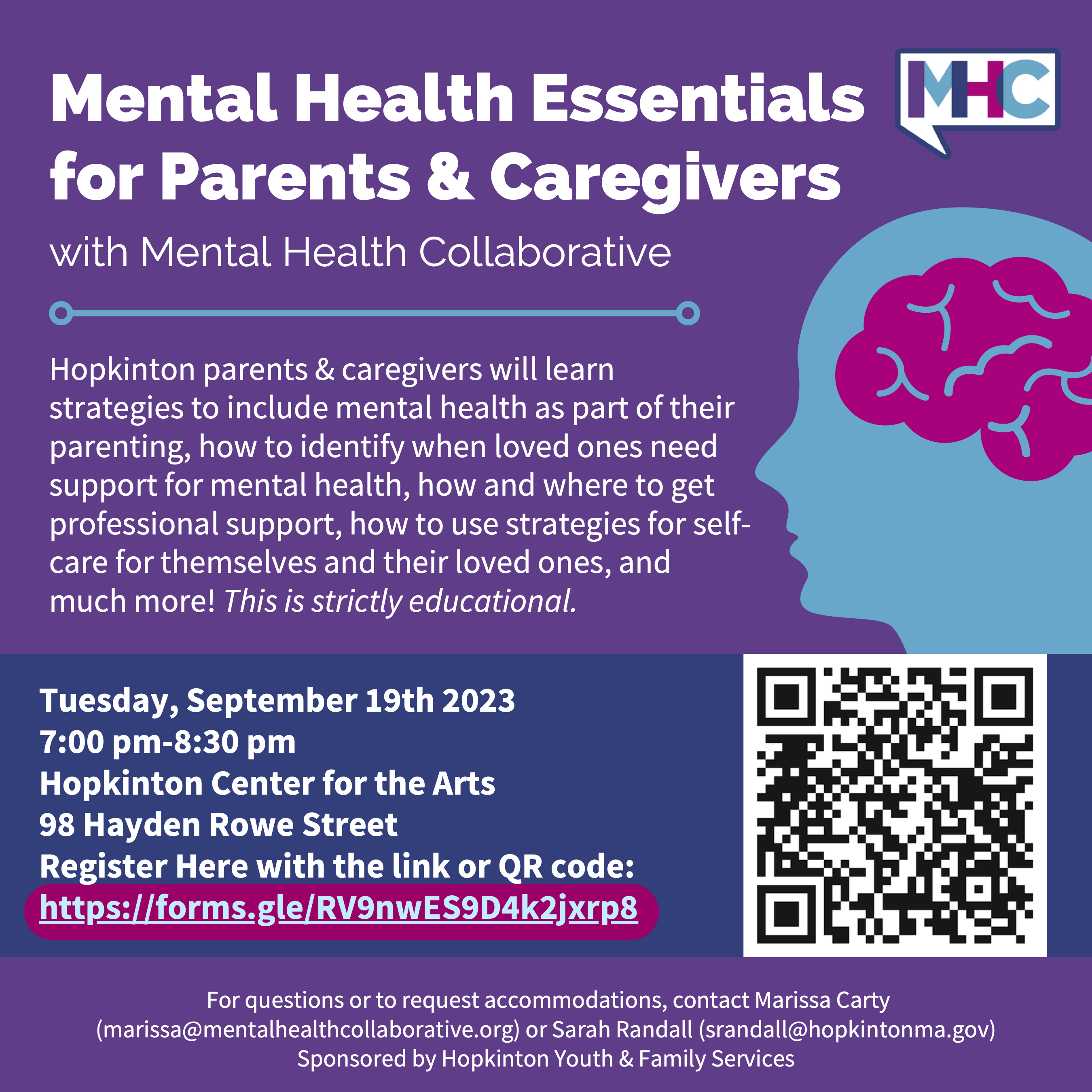 MHC Mental Health Essentials for Parents/Caregivers Sept. 19