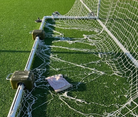 Damaged soccer net
