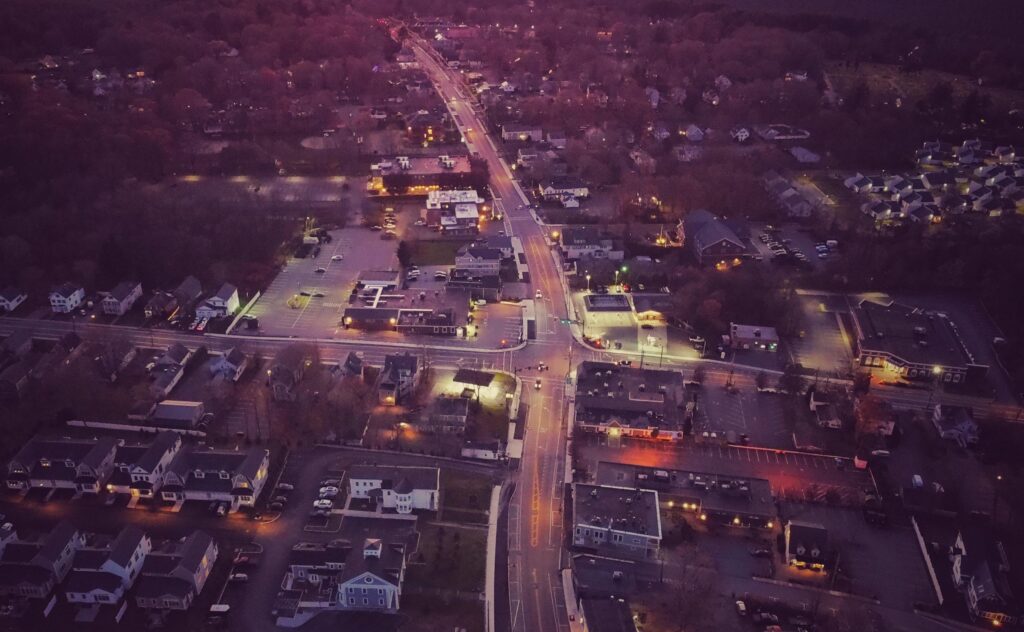 Drone over downtown