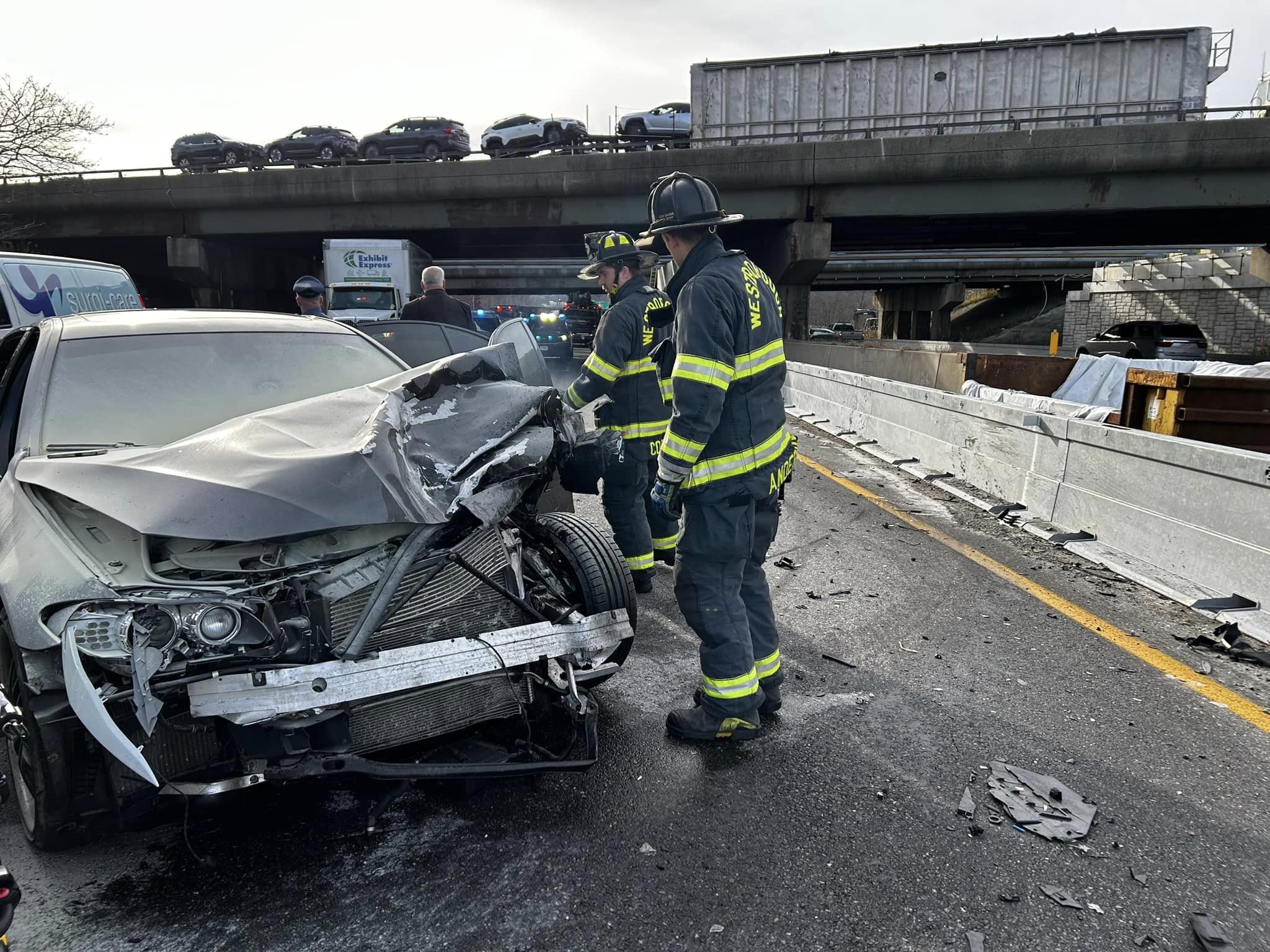 Crash on I-90 in Hopkinton sends 2 people to hospital, impacts I-495 traffic