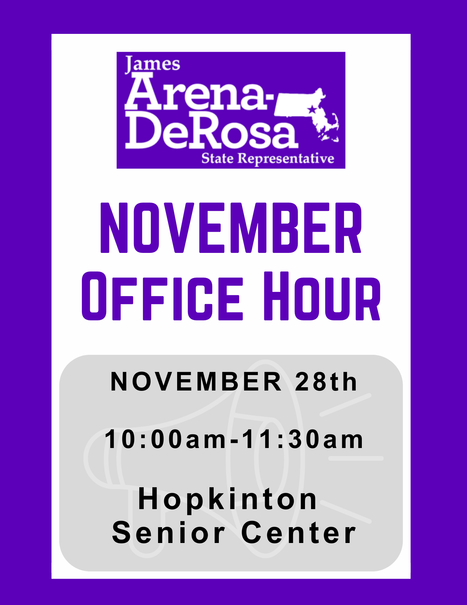 State Rep. Arena-DeRosa to hold office hours at Senior Center Nov. 28