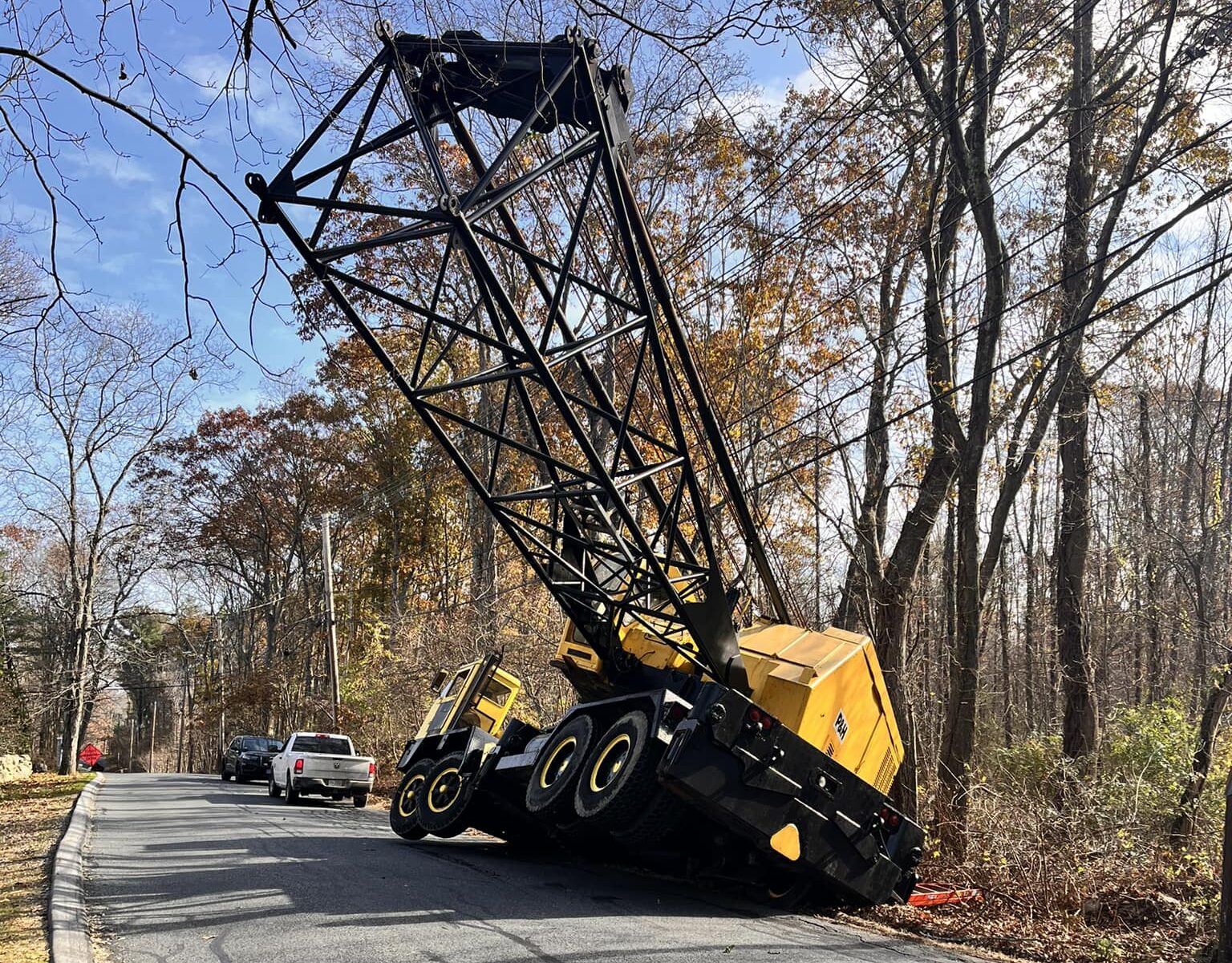 Crane crash on Granite Street shuts down road Monday morning