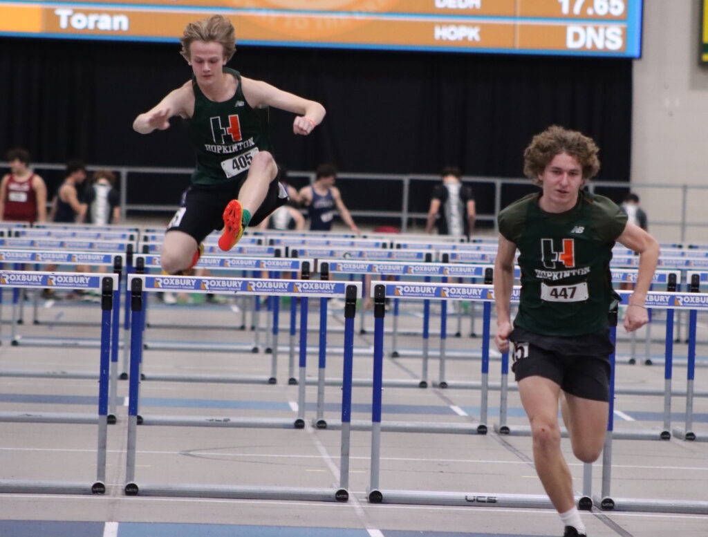 Boys indoor track-hurdles