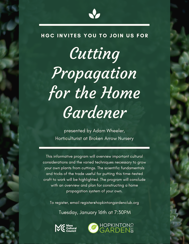 Hopkinton Garden Club Presentation Jan. 16