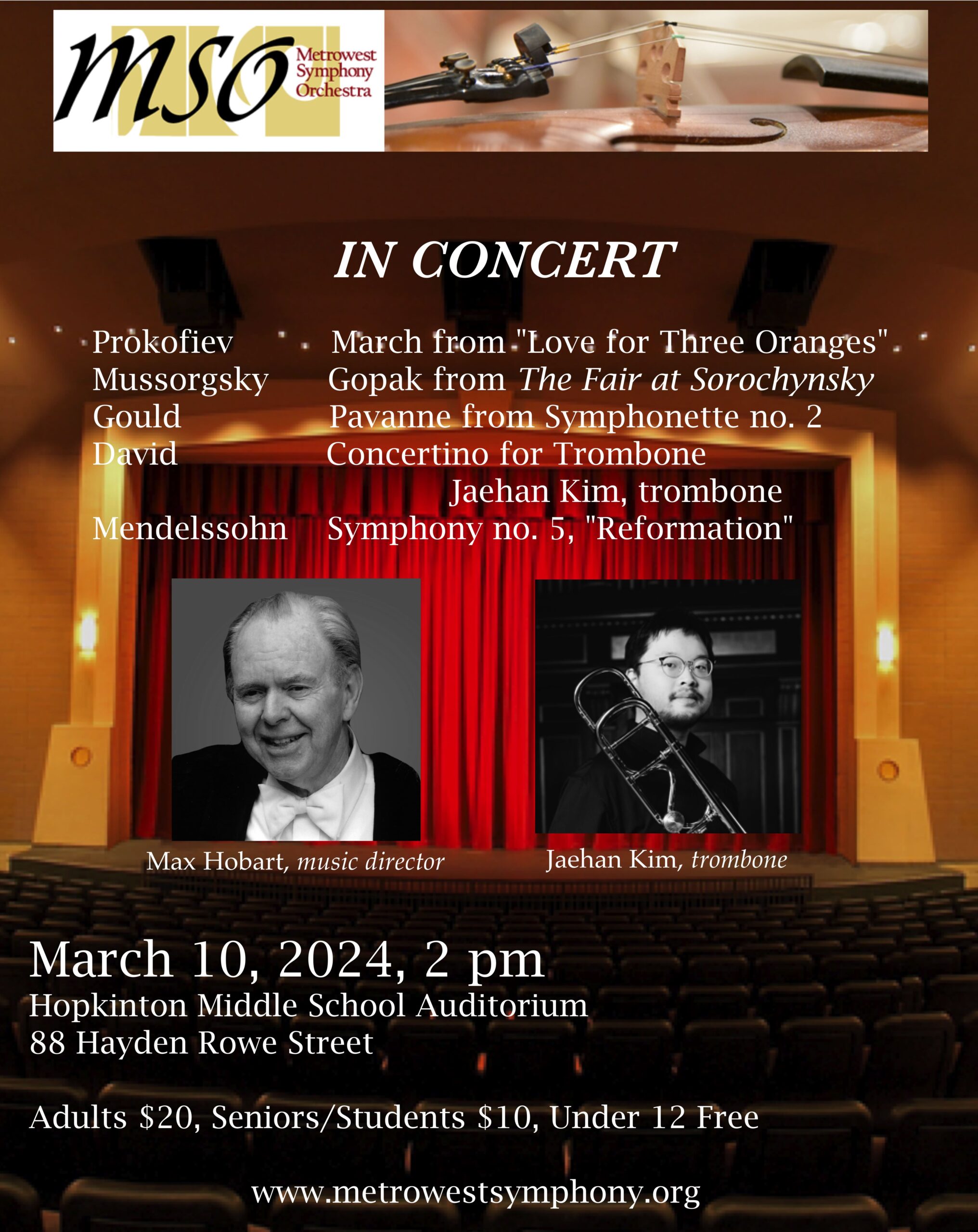 Metrowest Symphony Orchestra Concert at HMS March 10