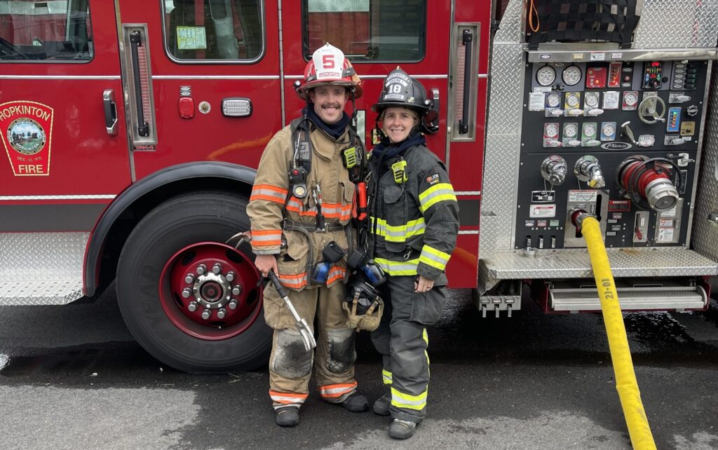 HFD Lt. John Krauss and his wife, Uxbridge firefighter Becky Krauss