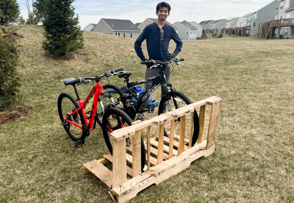 Madhav Saxena with bike stand