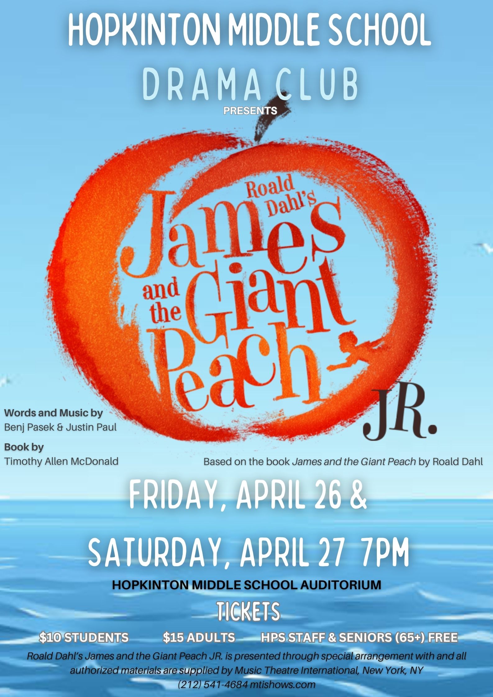 Schools Notebook: ‘James and the Giant Peach’ at HMS April 26-27