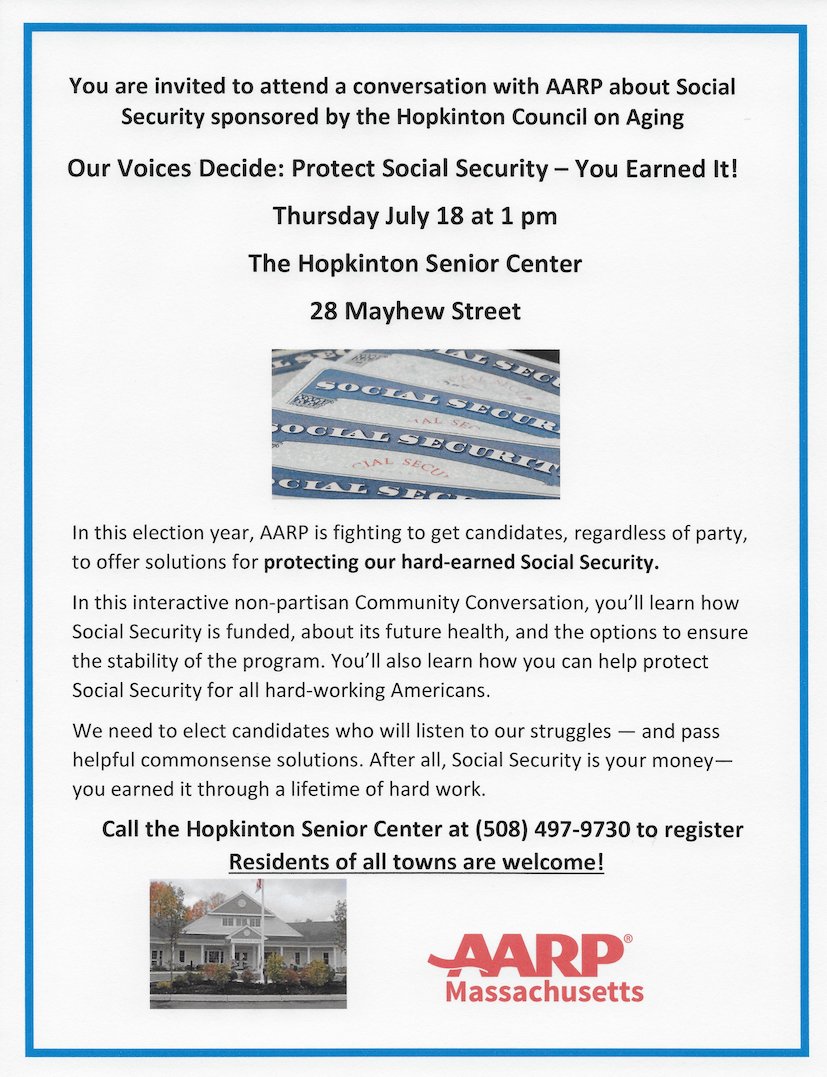 Discussion About Protecting Social Security at Senior Center July 18