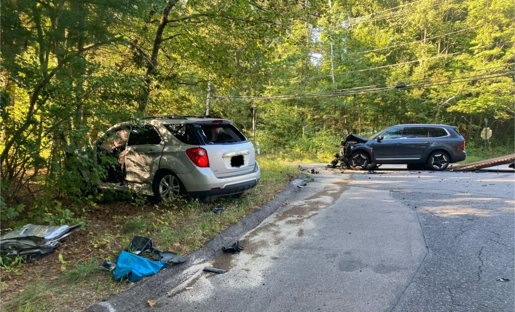 two-car crash School and West Elm streets