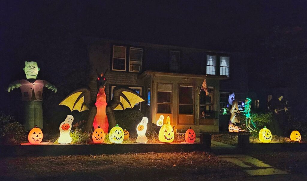 Halloween decorations on Hayden Rowe