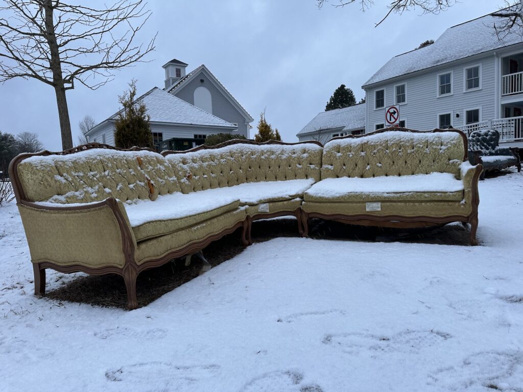 Snow on sofa